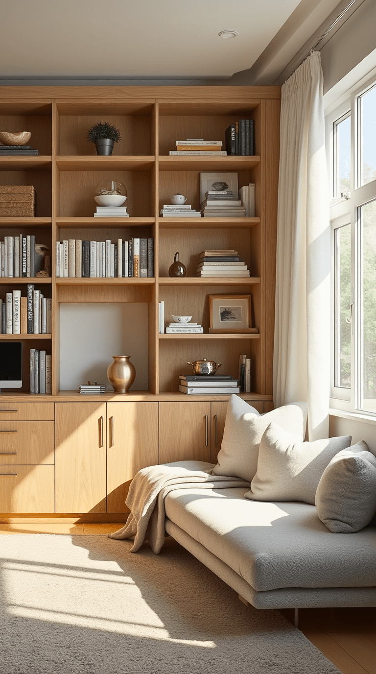 Multi-functional home office library with convertible furniture