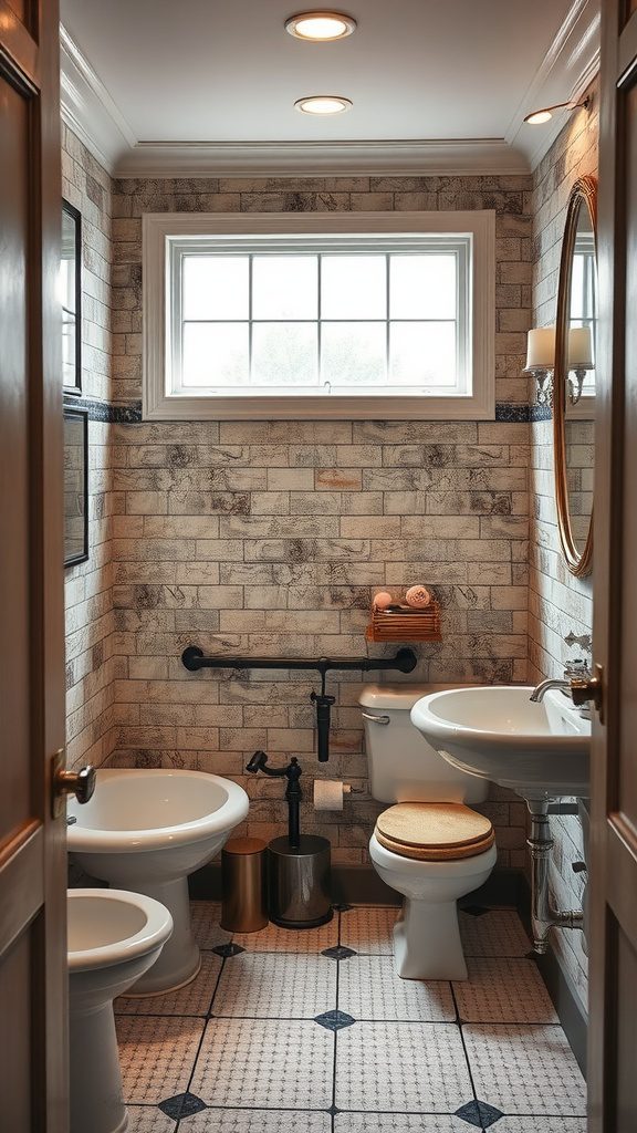 A traditional bathroom featuring antique fixtures and modern elements.