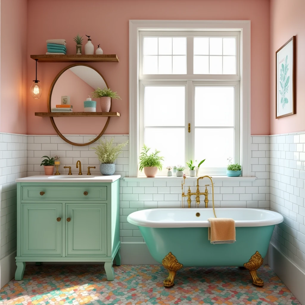 Colorful & pastel bathroom style