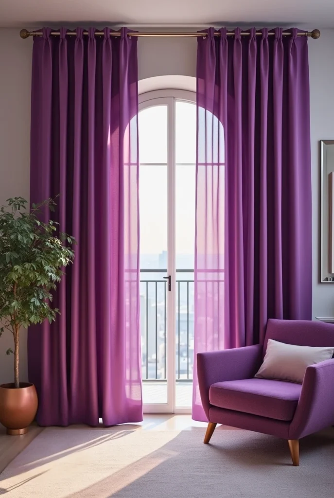 Designer purple curtains set