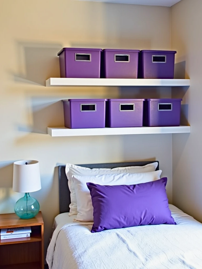 Purple storage bins set