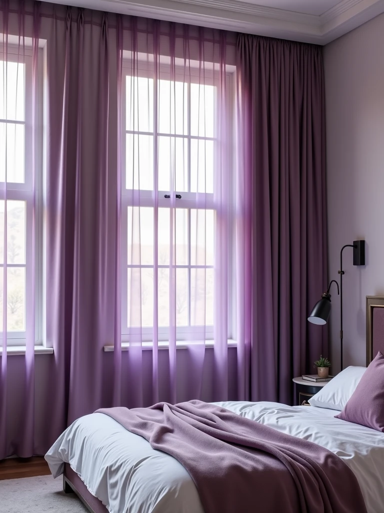 Purple window curtain set
