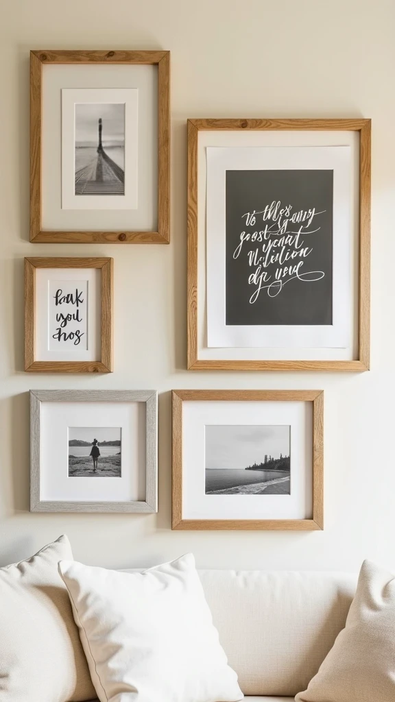 Upcycled wood frames for a gallery wall