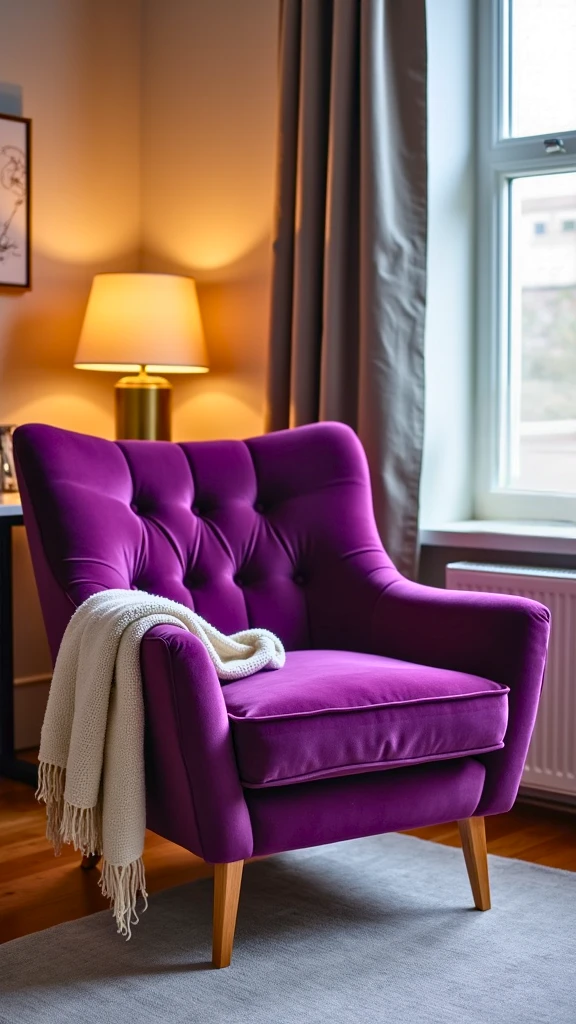 Upholstered furniture refresh in purple