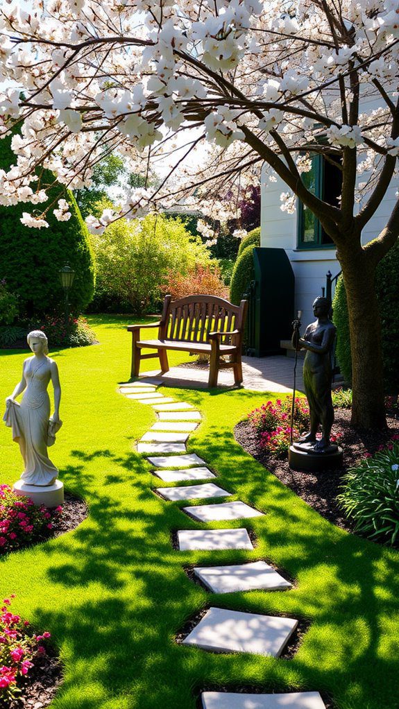 add decorative garden sculptures