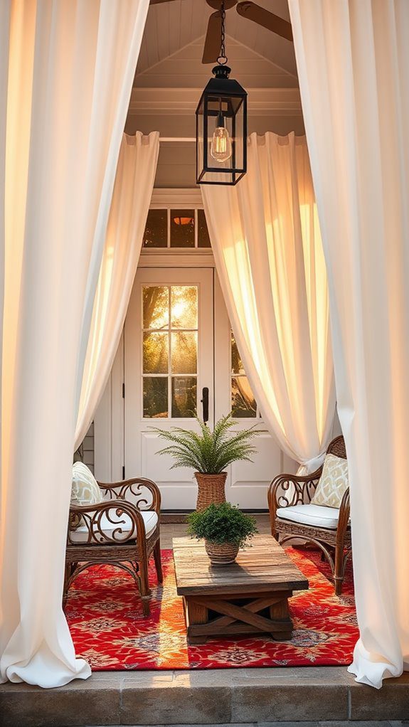 add outdoor privacy curtains