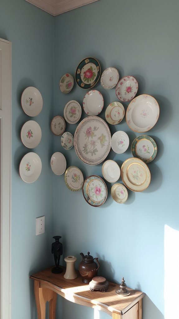 antique dishware assembly showcase