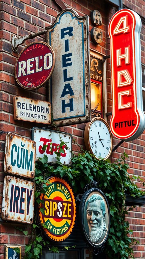 classic retro advertisements display