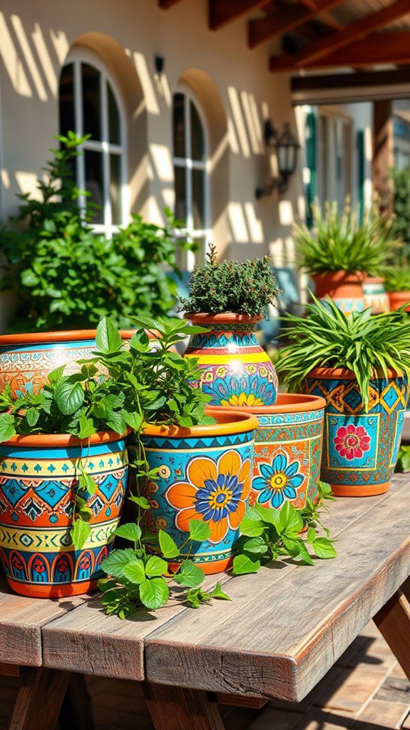 colorful clay pot decoration