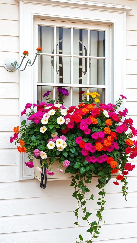 colorful flowers in windows