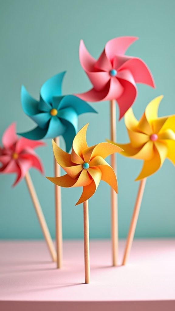 colorful spinning paper toys