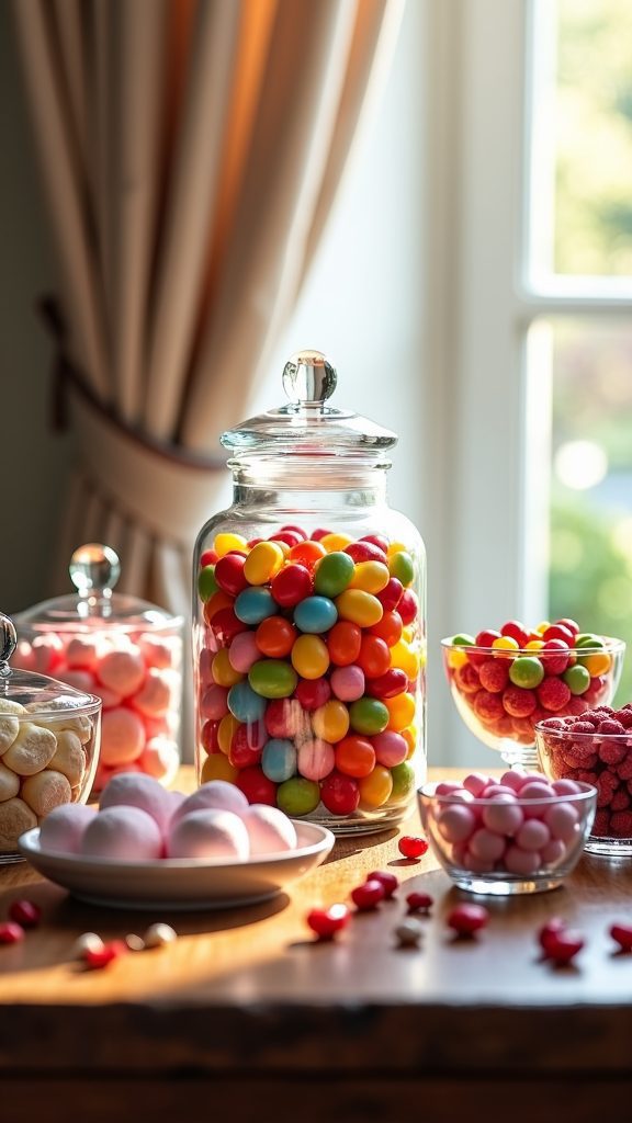 colorful sweets display setup