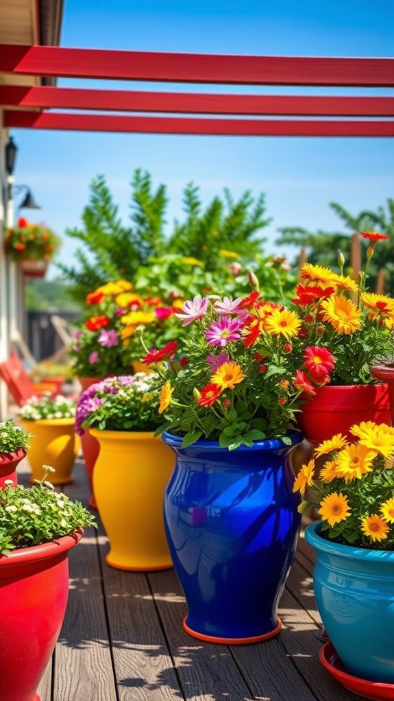 colorful vibrant plant containers