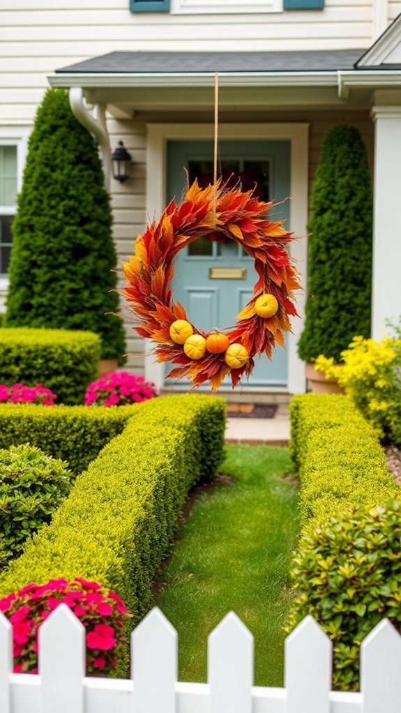 decorate with seasonal wreath