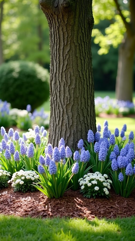 flower bed around tree