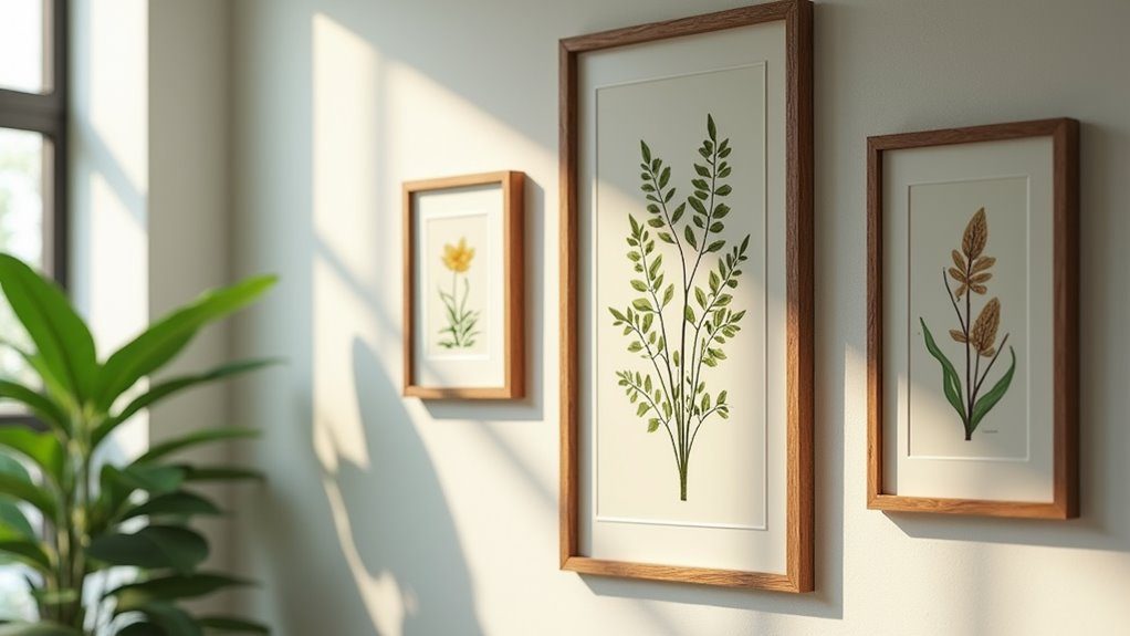 framed botanical art display