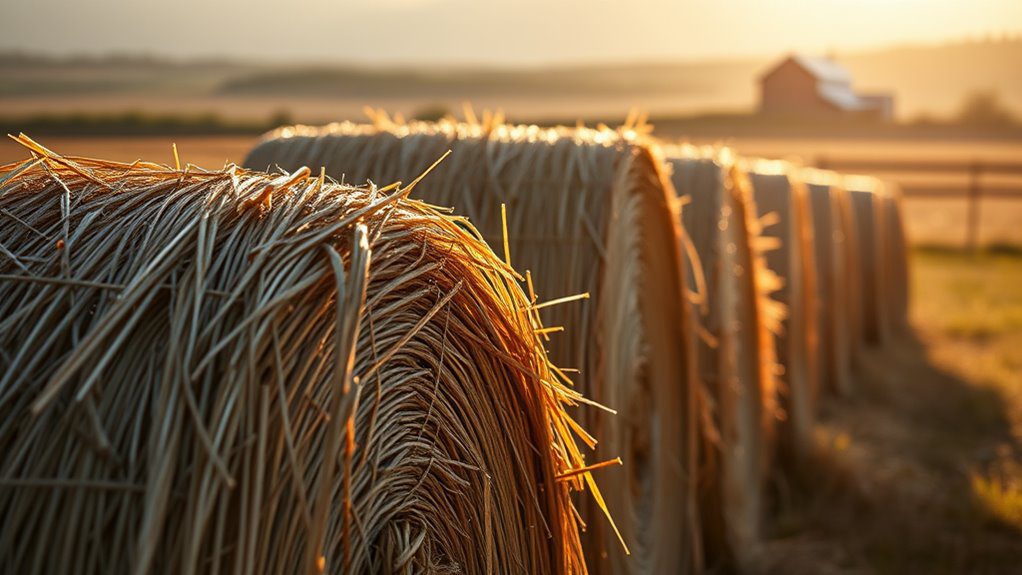 golden hay bales stacked