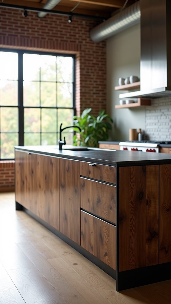 metal accented industrial island
