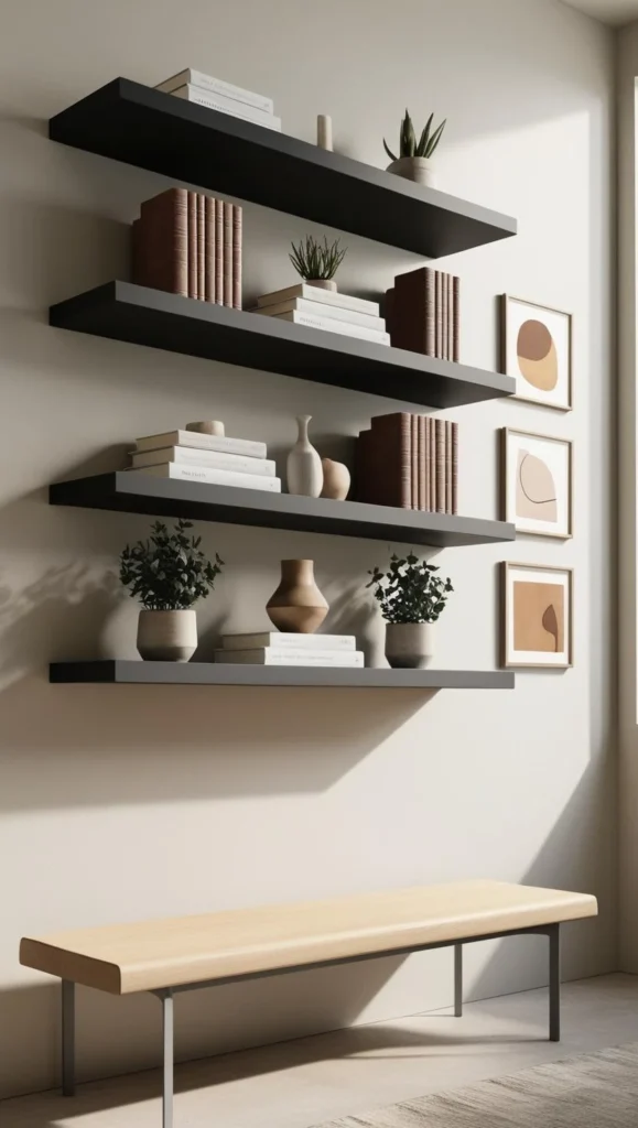 Modern floating wall shelves