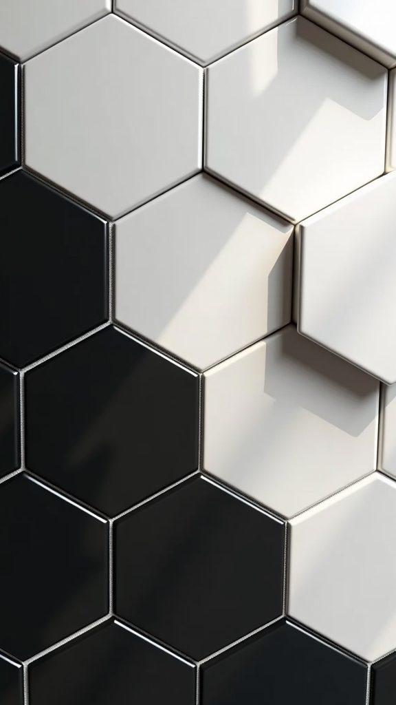 monochrome hexagonal tile design