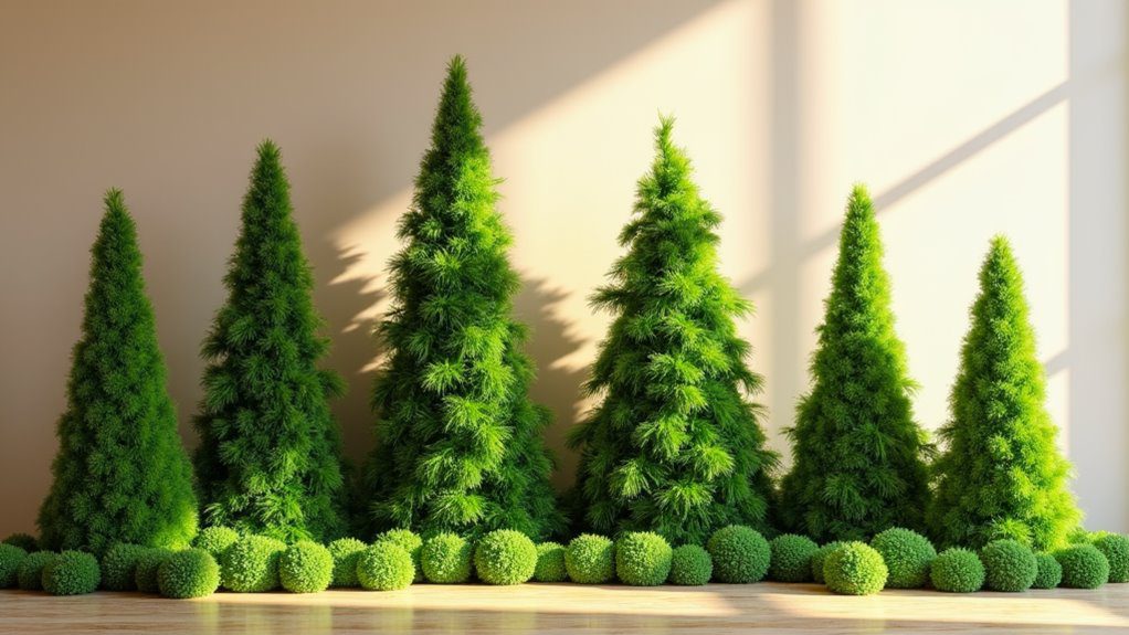 moss covered christmas trees decor