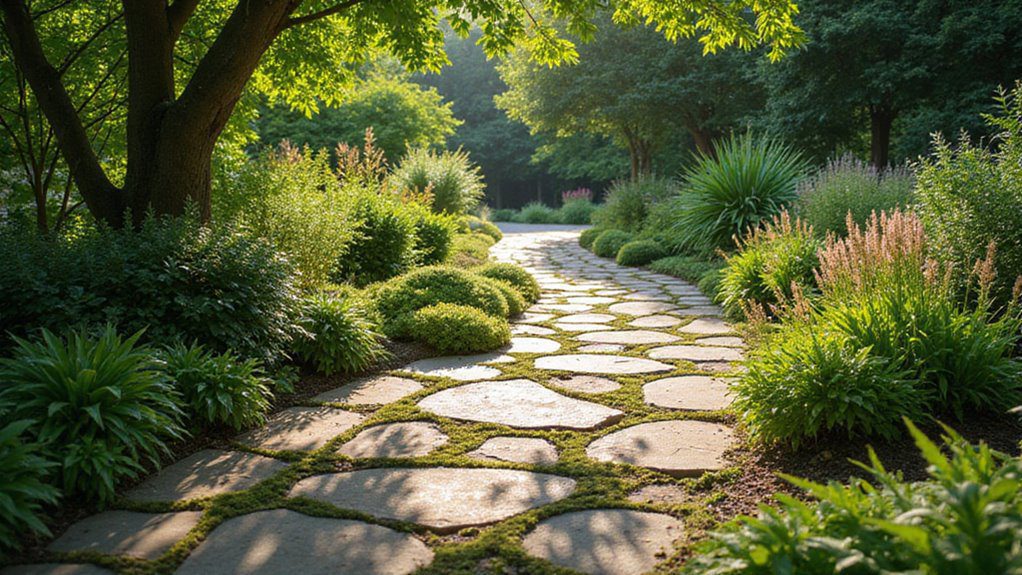 natural stone moss pathway