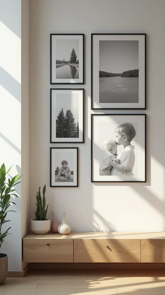 Photo collage on a wall