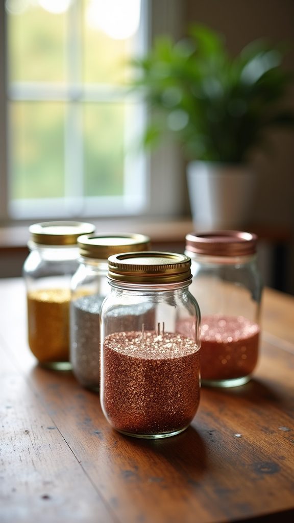 sparkling decorated glass containers