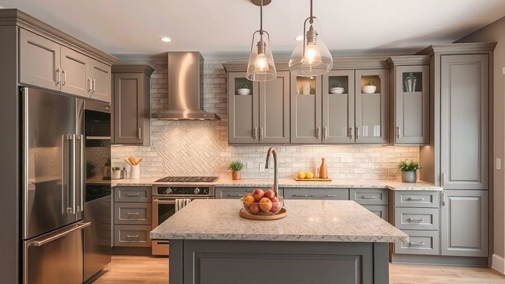 stylish gray taupe cabinetry