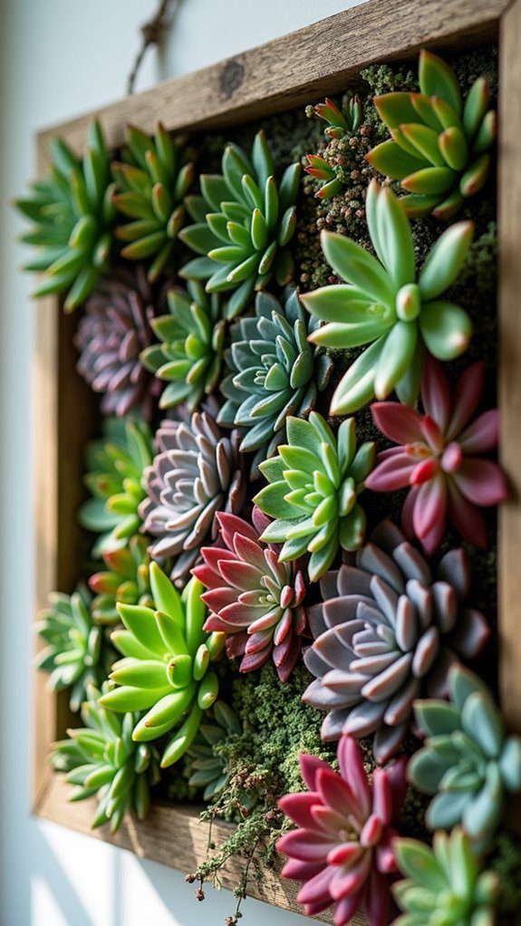 succulent art in frame