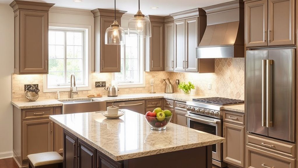 taupe cabinets countertop combination