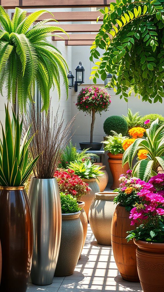 vibrant and textured planters