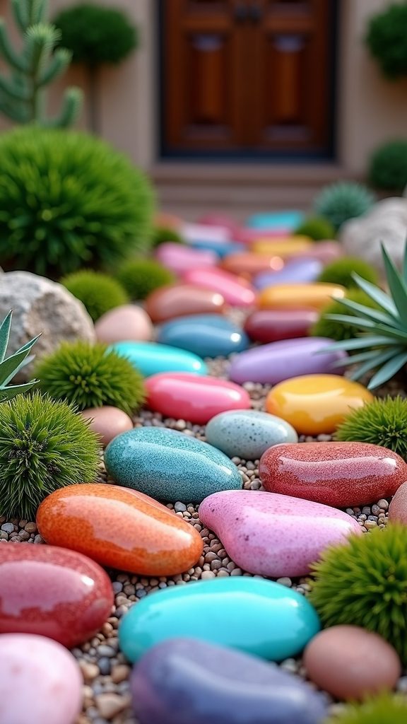 vibrant stones and plants
