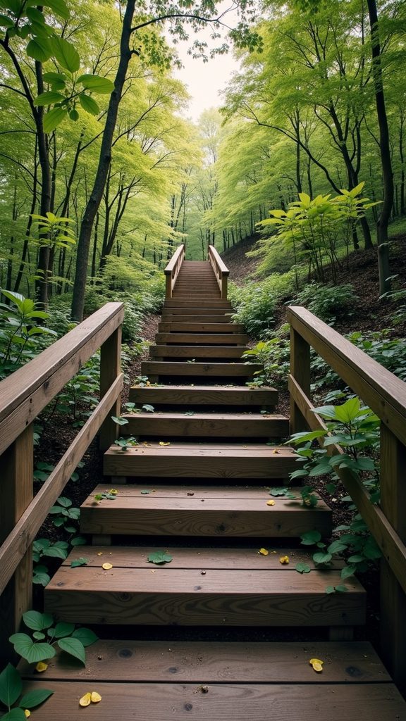 wooden steps made from sleepers