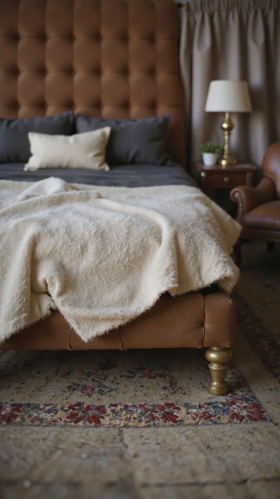 Faux fur + jute + vintage floral rug