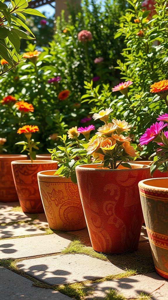 artistic textile inspired planters