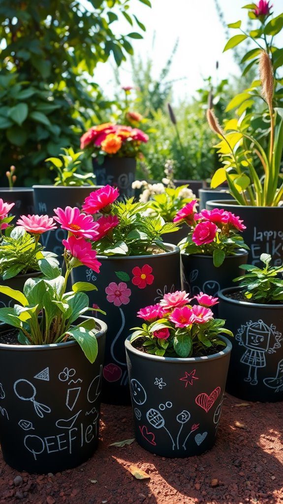 chalkboard paint flower pots