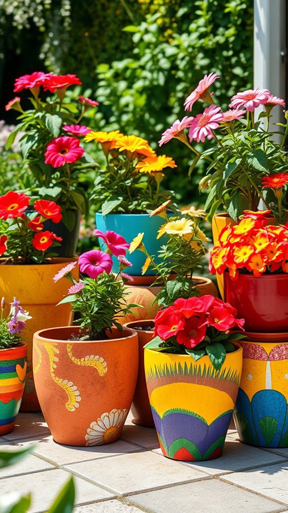colorful potted flower display