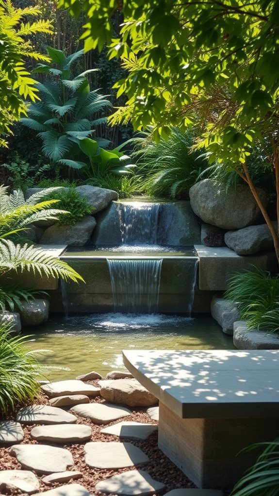 corner garden water feature