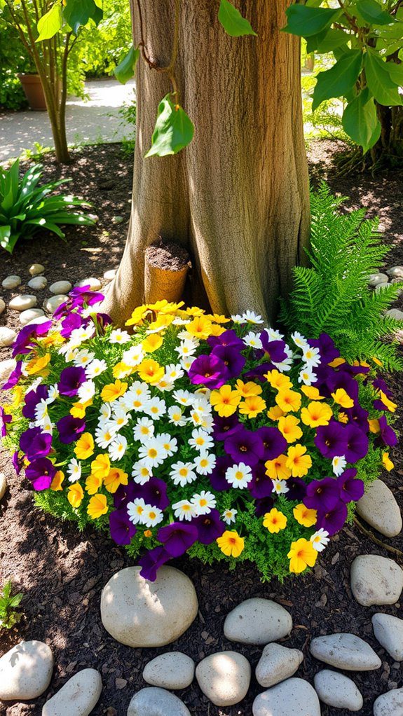 flower bed around tree