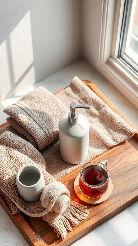 luxurious bamboo bath set