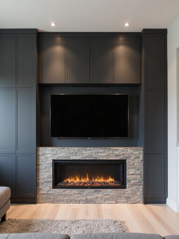 stylish media wall fireplace