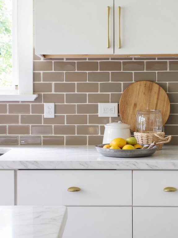 cozy warm taupe backsplash