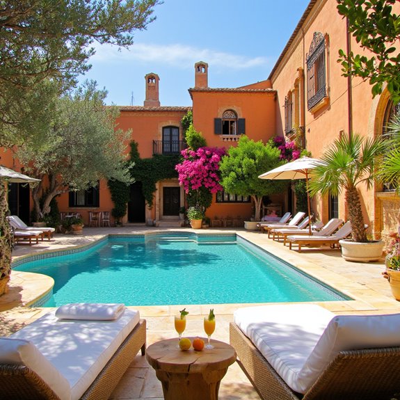 inviting poolside lounge retreat