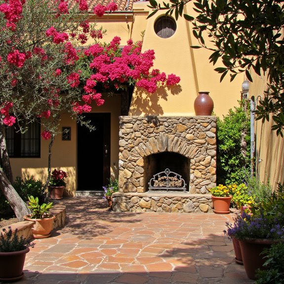 mediterranean style fireplace warmth