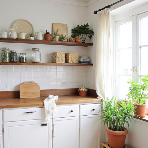 modern cottage open shelving